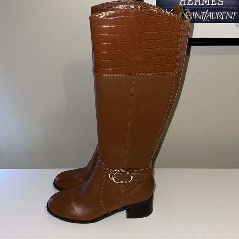 Marc Fisher NEW Women's Hailin Regular Calf Leather Tall Boots Cognac, 6W - Picture 3 of 7